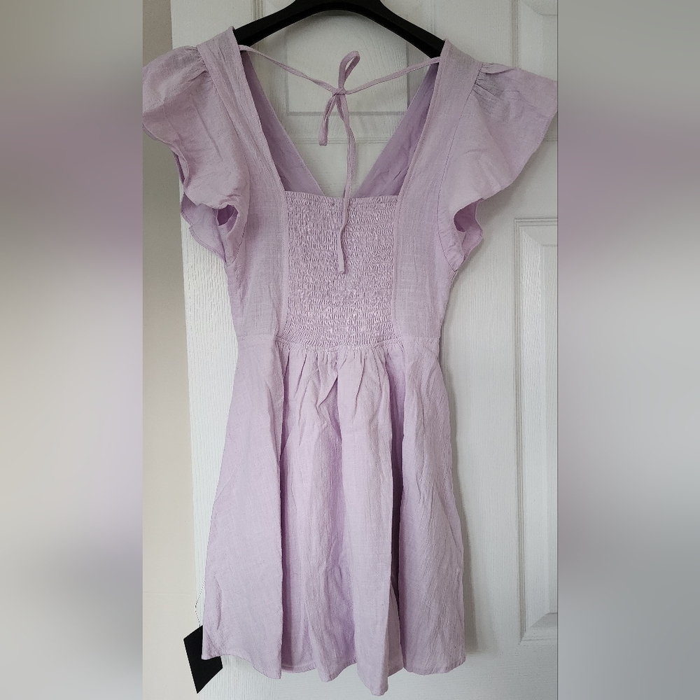 Sweeten Me Up Lilac Flutter Sleeve Mini Dress With Pockets - Picture 2 of 5